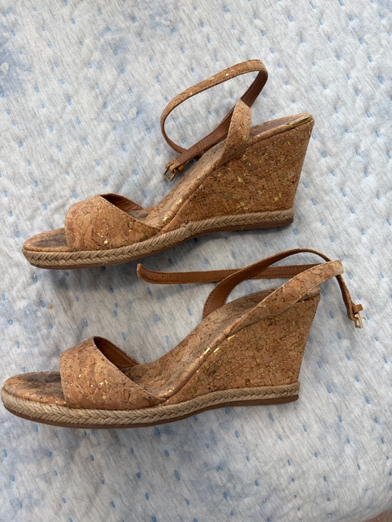 Tory Burch Shoes - Tory Burch Cork Espadrille Wedge Sandals with Gold Flecks